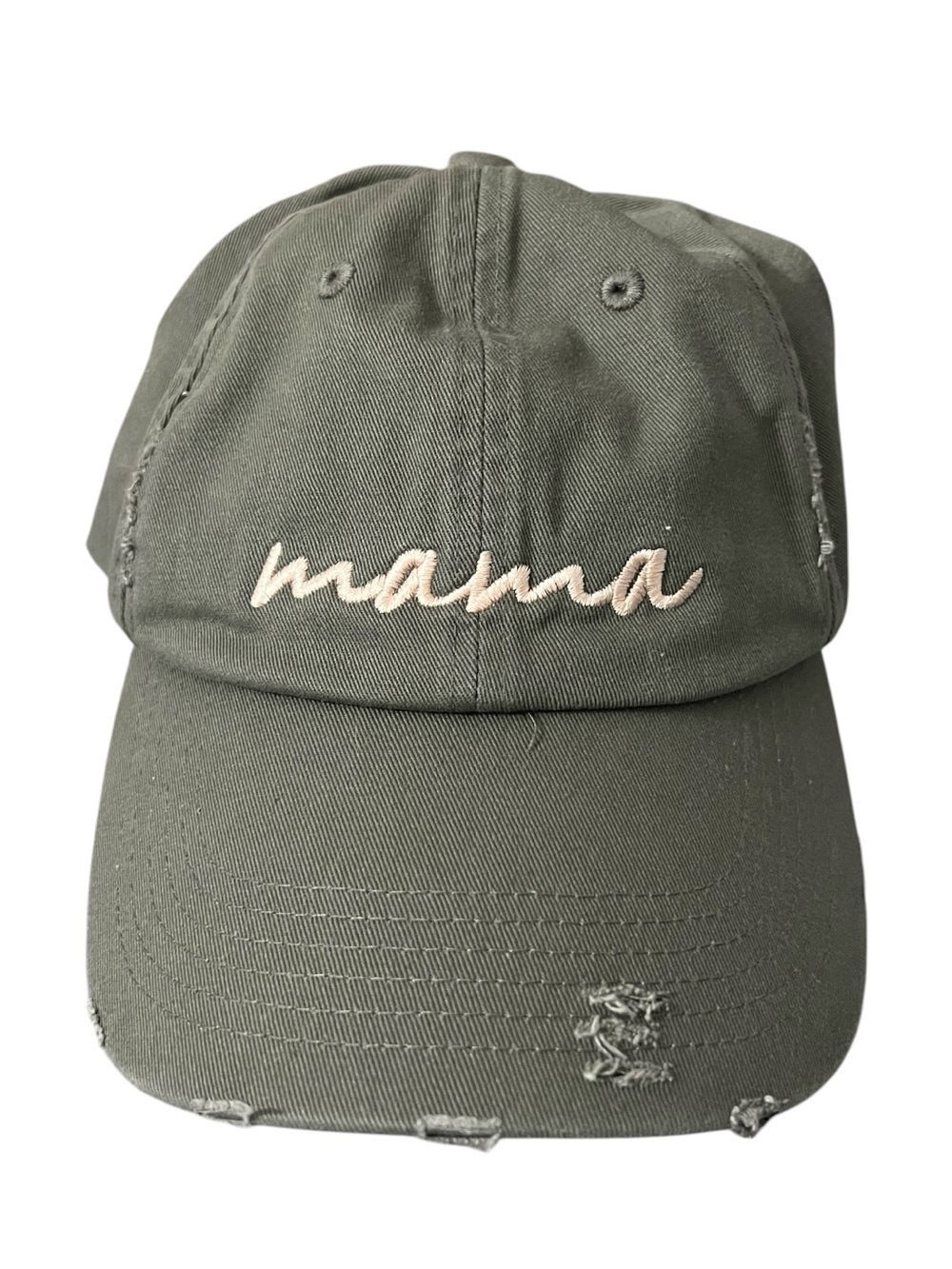 Mama Embroidered Distressed Baseball Cap Hat Casual Everyday Mom Accessory OS